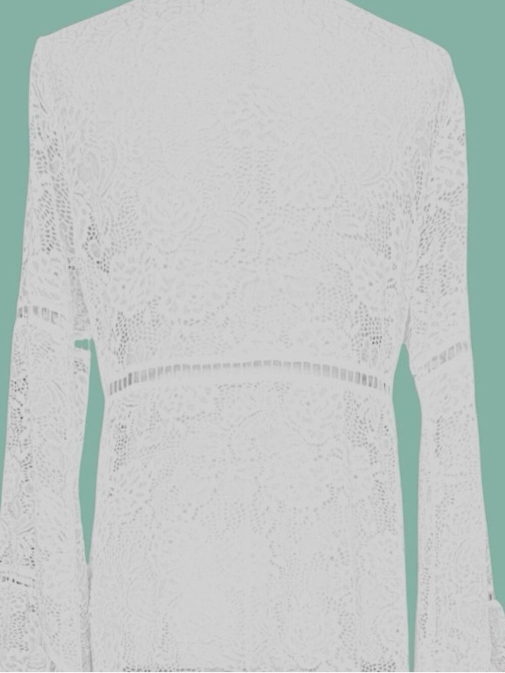 Curation Ivory Sheer Lace Heirloom Maxi S Pagoda Sleeve Festival Duster Top - Picture 9 of 12
